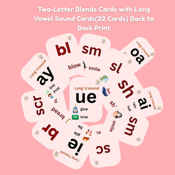 Phonics Flash Cards Set – Sound, Two-Letter Blends & Long Vowel