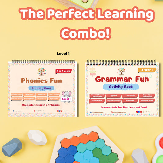 Phonics Level 1 & Grammar Activity Book Combo for Kids – Early Reading & Sentence Formation Skills (Ages 3–7)