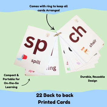 Phonics Flash Cards Set – Sound, Two-Letter Blends & Long Vowel Sounds for Early Learning