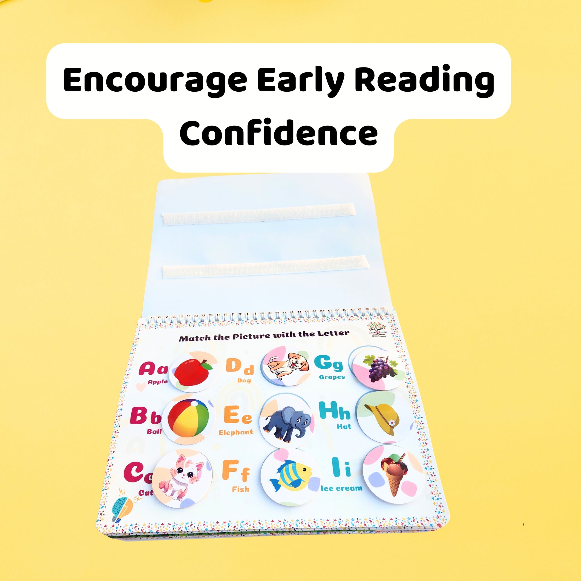 Educational book with alphabet and picture matching activity picture matching velcro book