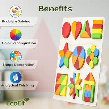 Wooden Geometric Shapes Puzzle Board Ages 3+