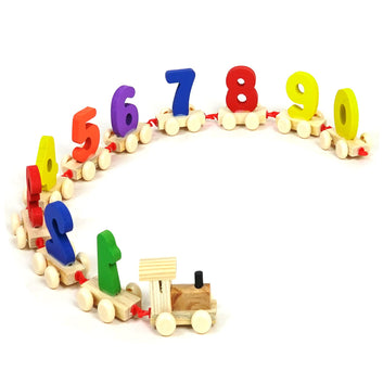 Wooden Digital Number 0-9 Train Toy Set | Educational Learning Building Blocks