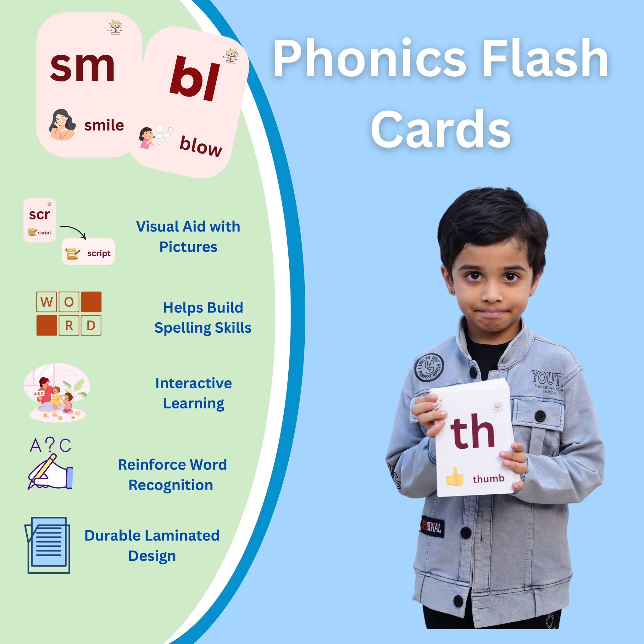 2-Letter Blend Flash Cards Level 2: Interactive Phonics Learning for Early Readers