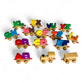 Wooden Alphabet Train – 26-Piece English Letters Train Set (Multicolor)