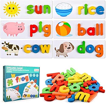 Spelling Games Word Matching Letter Puzzles Toddler Toys for 4+ Year Old Learning Toys for Kids (Spelling)